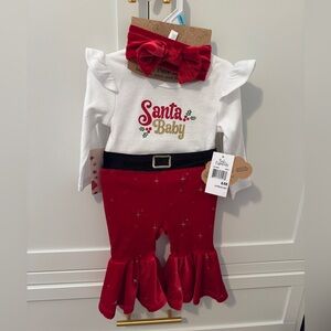 Santa Baby Red and White Outfit with Bow, size 6 months, NWT